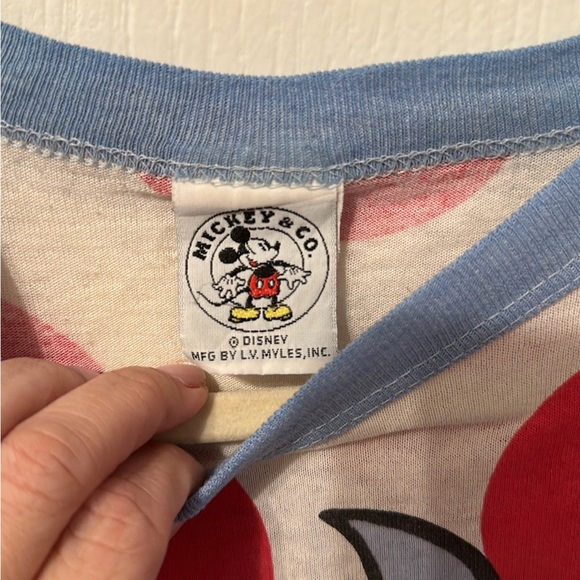 Vintage Disney Mickey Mouse Double Sided Single Stitch Red Polka Dot T-shirt 90s - Picture 2 of 5